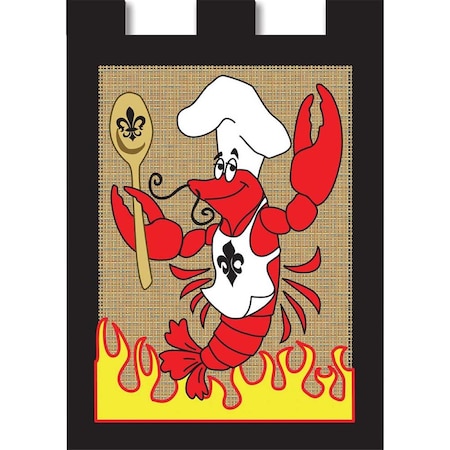 Burlap Crawfish Chef Garden Flag